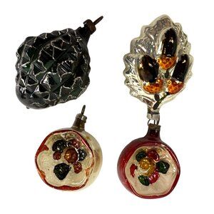 Vintage Ornament Lot of 4 Mixed Glass Germany Mercury & Indent Translucent